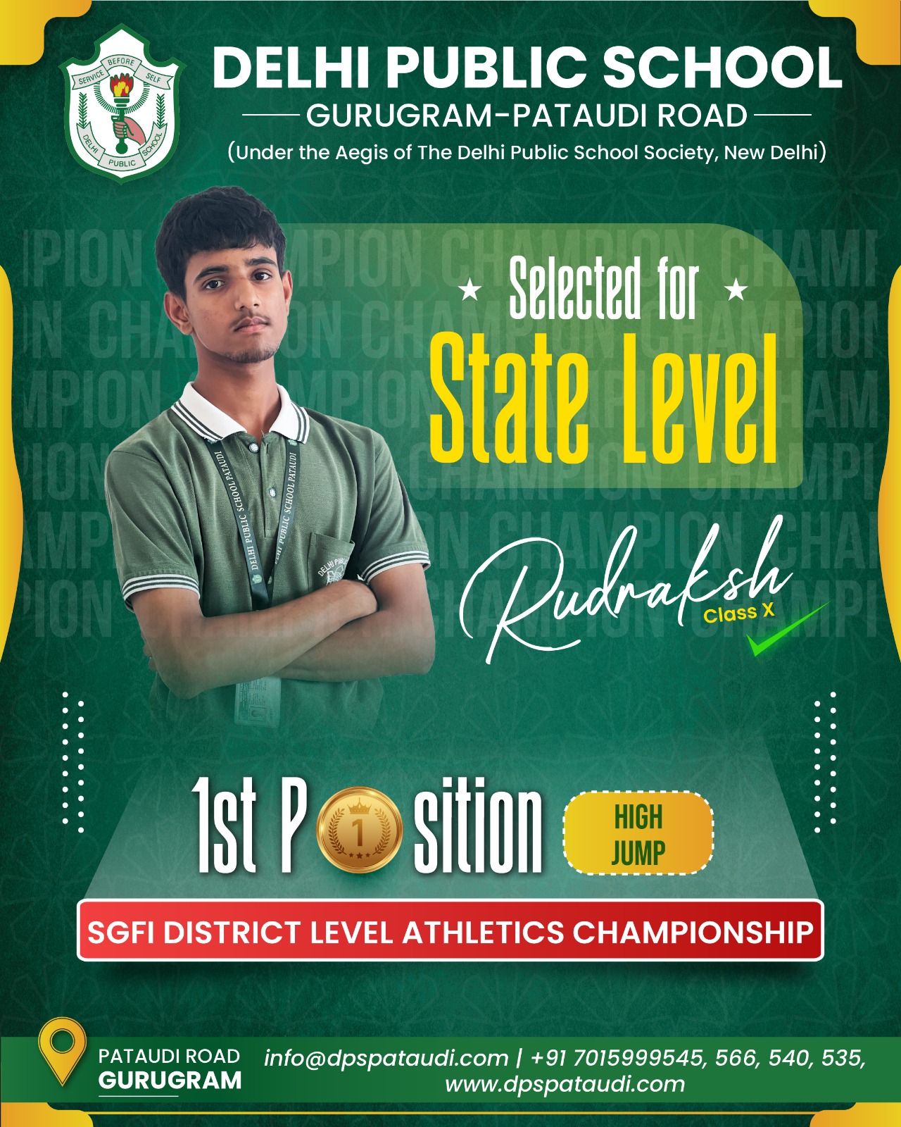 DPS Pataudi the best school in pataudi's Students wins Gold medal in High Jump